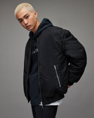 Allsaints Akio 2 In 1 Bomber Jacket Black | U.K.MJ020X-5