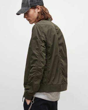 Allsaints Bassett Bomber Jacket Dull Khaki | U.K.MJ189W-6988