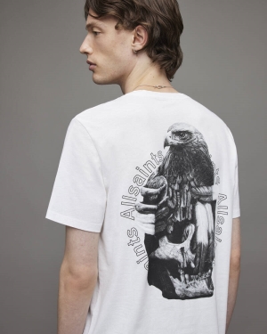 Allsaints Quill Crew T-Shirt Optic White | U.K.MG264X-437