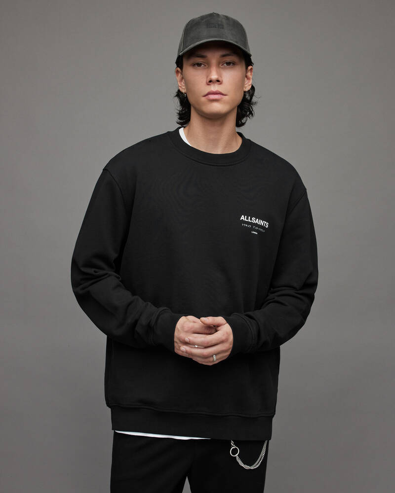 Allsaints Underground Crew Sweatshirt Jet Black | U.K.MG319X-451