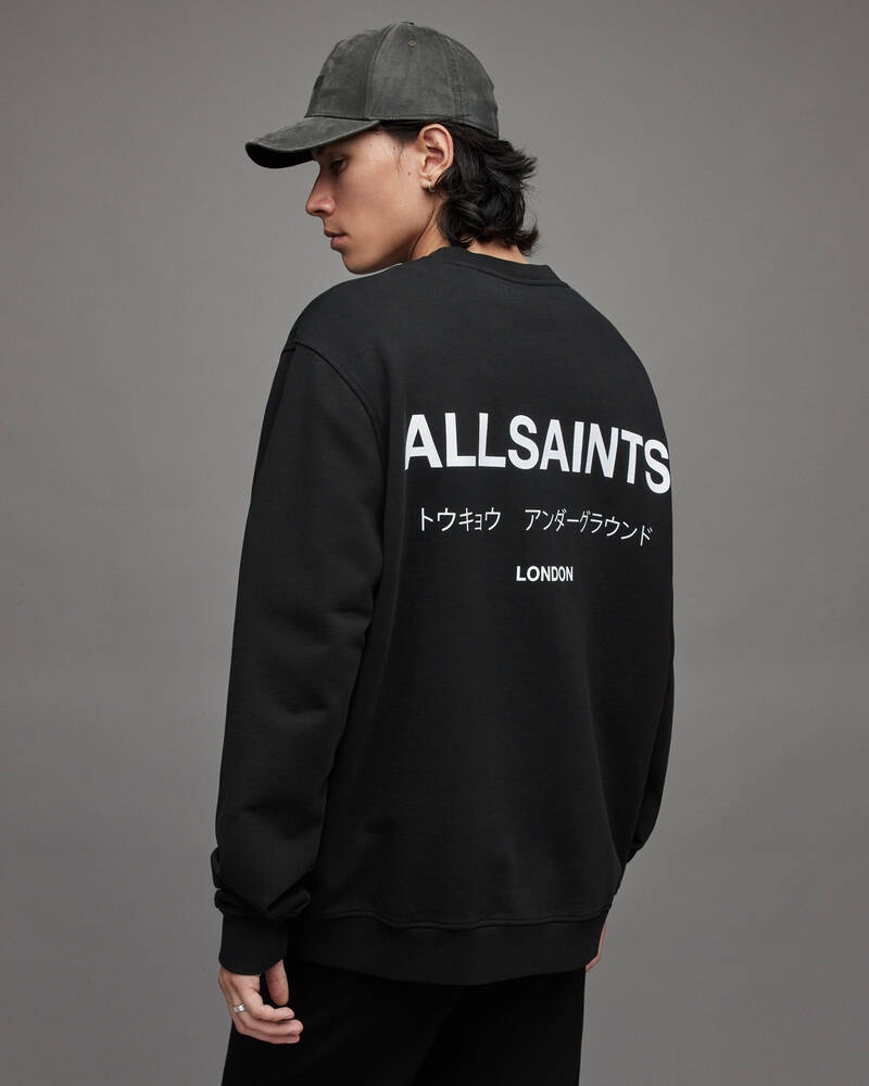 Allsaints Underground Crew Sweatshirt Jet Black | U.K.MG319X-451